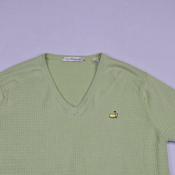 VTG Augusta National Masters Sweater Womens XL Magnolia Lane V-Neck Green Knit - Picture 7 of 14